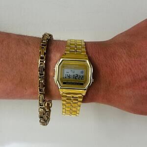 Casio Digital Watch Gold Accents Unisex Retro Y2K Style Quartz New